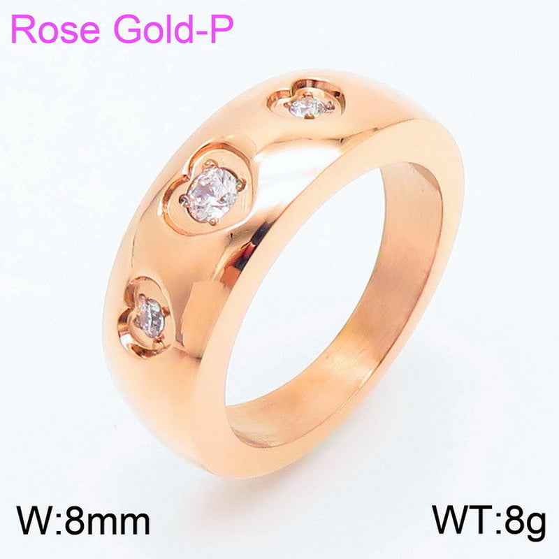 Stainless Steel 18K Gold Plated Simple Style Classic Style Heart Shape Plating Inlay Rhinestones Rings