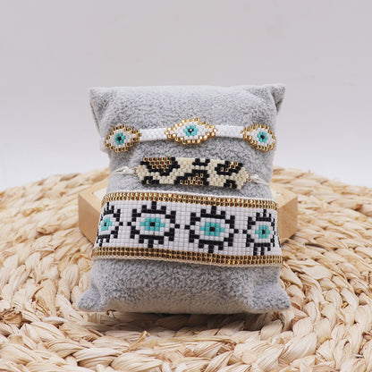 Vintage Style Ethnic Style Devil's Eye Leopard Polyester Glass Knitting Women's Bracelets