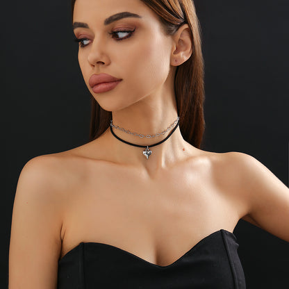 Gothic Simple Style Classic Style Irregular Heart Shape Alloy Iron Korean Velvet Tassel Three-dimensional Women's Choker