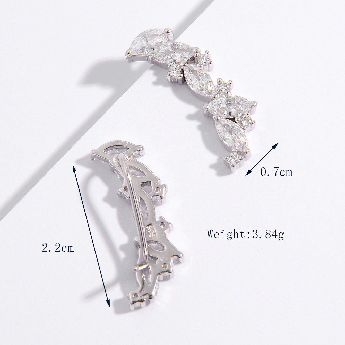 1 Pair Elegant Glam Luxurious Star Plating Inlay Sterling Silver Zircon White Gold Plated Ear Studs