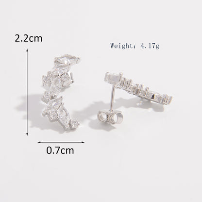 1 Pair Elegant Glam Luxurious Star Plating Inlay Sterling Silver Zircon White Gold Plated Ear Studs