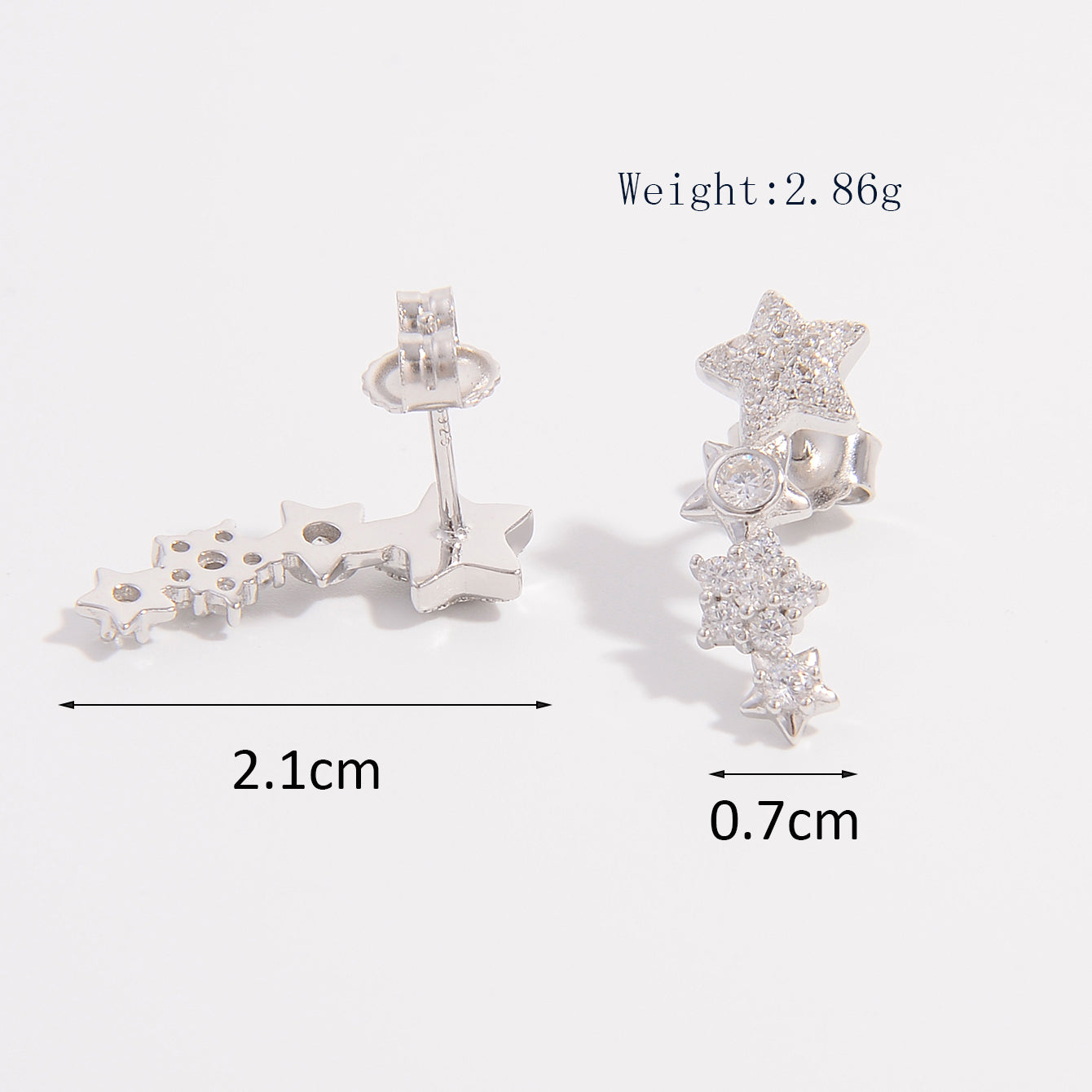 1 Pair Elegant Glam Luxurious Star Plating Inlay Sterling Silver Zircon White Gold Plated Ear Studs