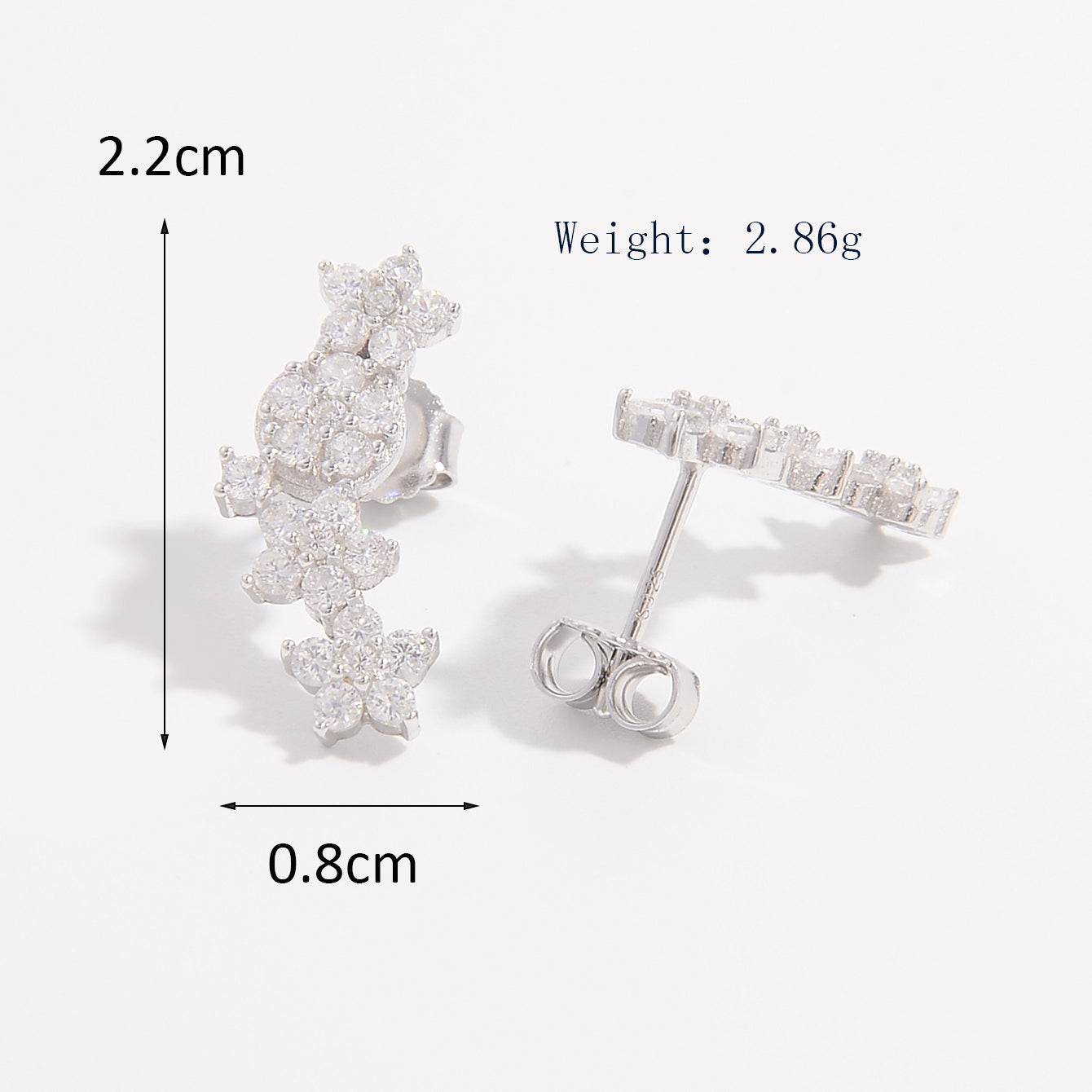 1 Pair Elegant Glam Luxurious Star Plating Inlay Sterling Silver Zircon White Gold Plated Ear Studs