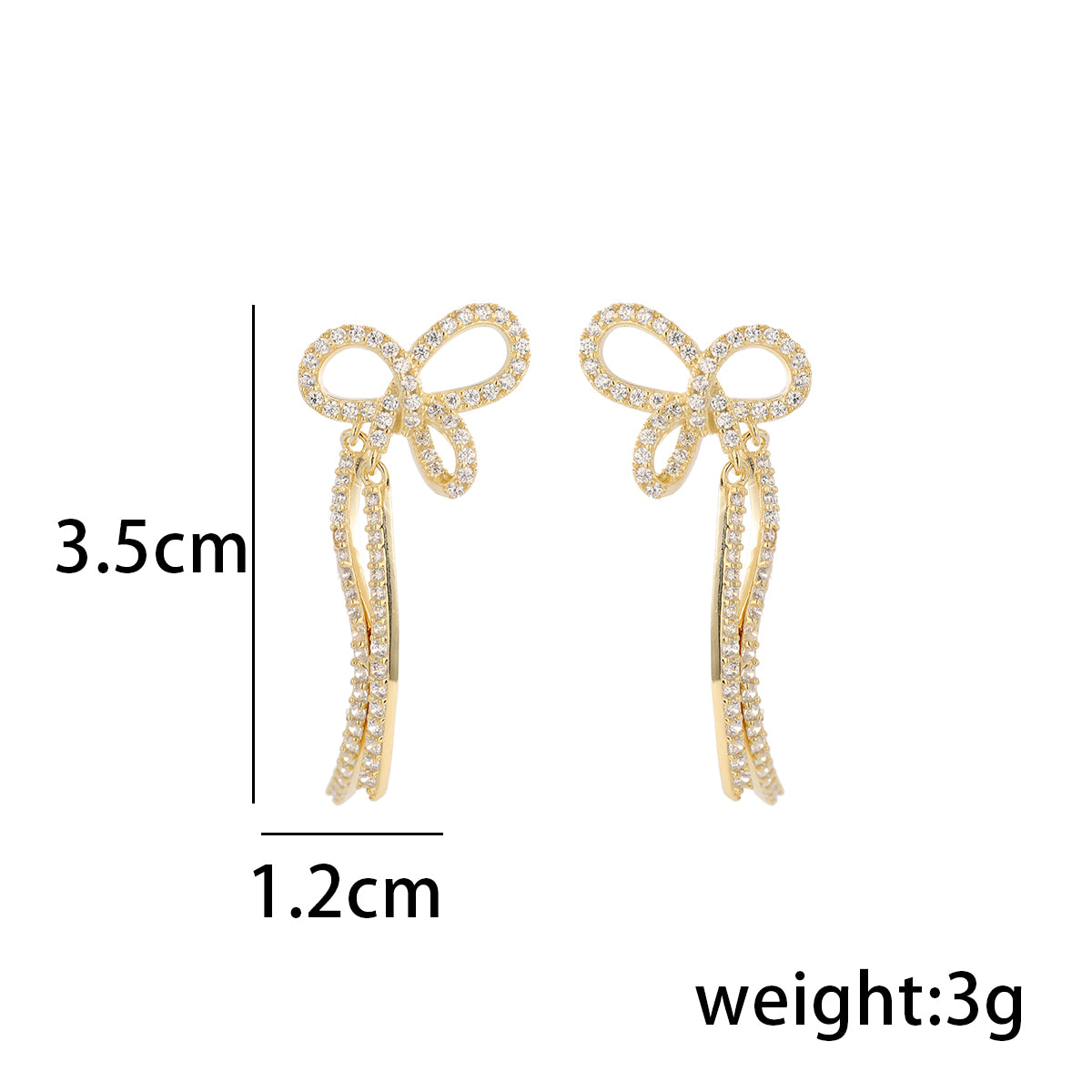 1 Pair Simple Style Classic Style Bow Knot Plating Inlay Sterling Silver Zircon 14K Gold Plated Drop Earrings