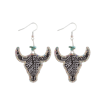 1 Pair Simple Style Classic Style Color Block Printing Pu Leather Zinc Alloy Drop Earrings