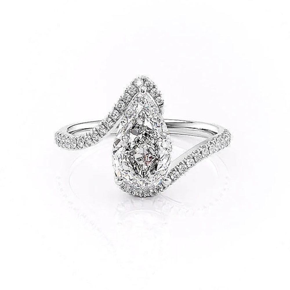 Wholesale Simple Style Water Droplets Copper Plating Inlay White Gold Plated Zircon Rings