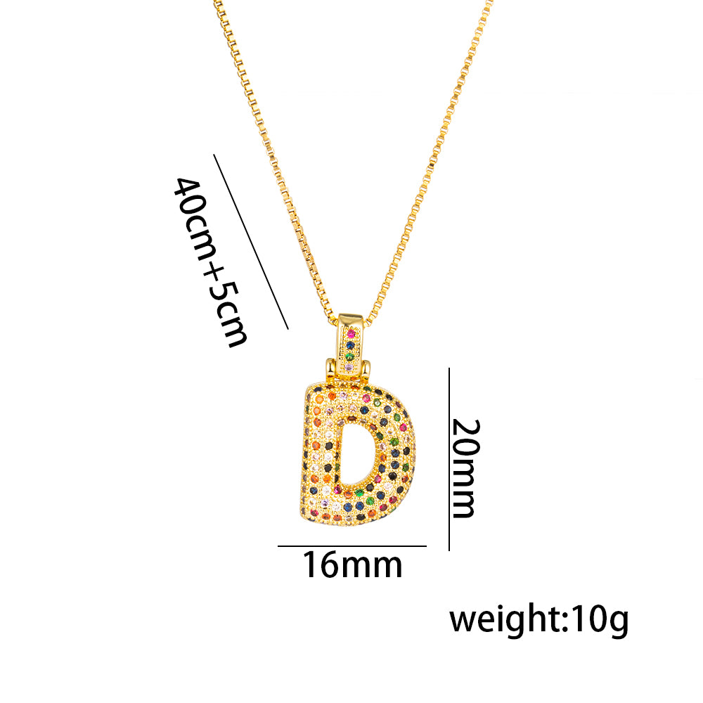 Titanium Steel 18K Gold Plated Simple Style Inlay Letter Zircon Pendant Necklace