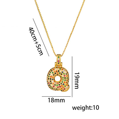 Titanium Steel 18K Gold Plated Simple Style Inlay Letter Zircon Pendant Necklace