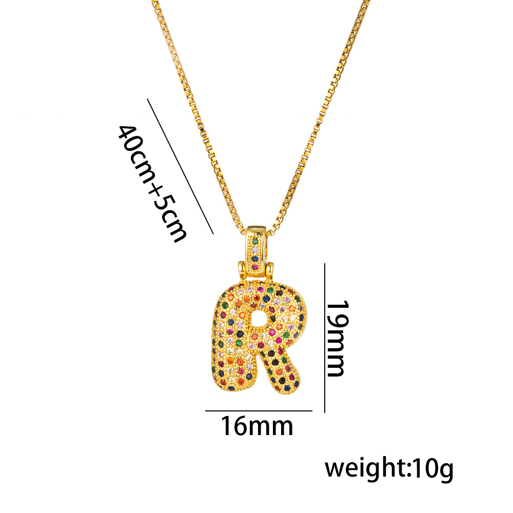 Titanium Steel 18K Gold Plated Simple Style Inlay Letter Zircon Pendant Necklace