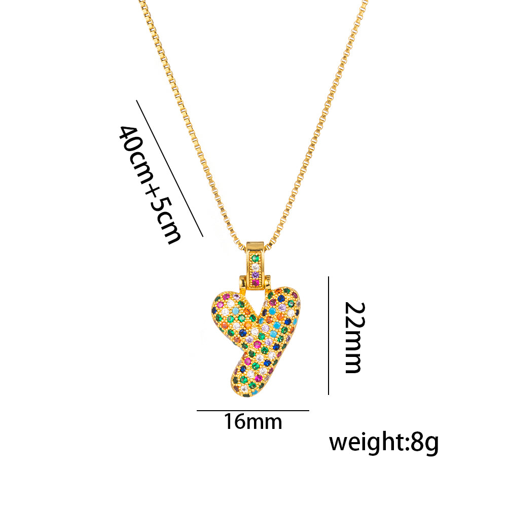 Titanium Steel 18K Gold Plated Simple Style Inlay Letter Zircon Pendant Necklace