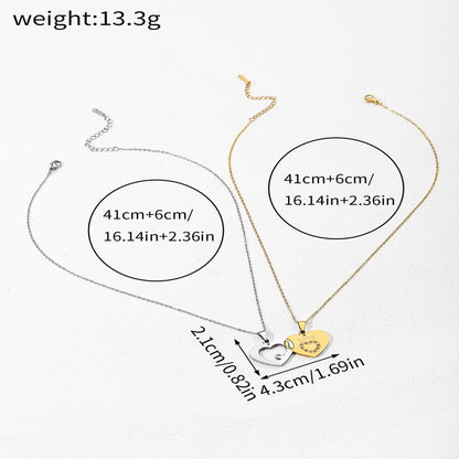 Copper 18K Gold Plated Simple Style Classic Style Plating Inlay Double Heart Zircon Pendant Necklace