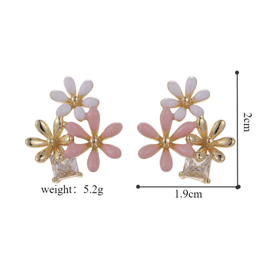 1 Pair Vintage Style Simple Style Flower Inlay Copper Zircon Ear Studs