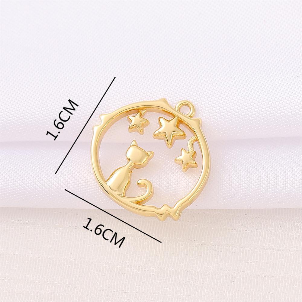 1 Piece 16 * 16mm Copper 18K Gold Plated Star Cat Polished Pendant