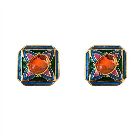 1 Pair Simple Style Classic Style Square Plating Inlay Copper Zircon 18K Gold Plated Ear Studs