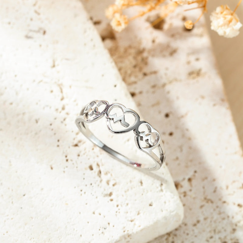 304 Stainless Steel Casual Simple Style Star Heart Shape Chains Print Hollow Out Rings