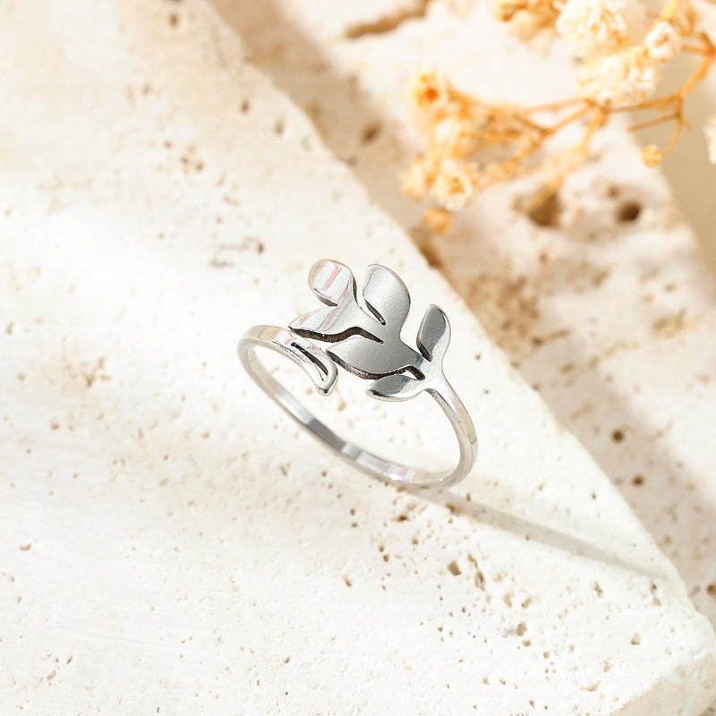 304 Stainless Steel Casual Commute Leaf Star Waves Rings