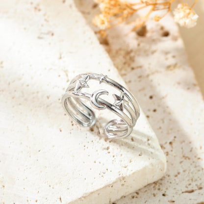 304 Stainless Steel Casual Commute Leaf Star Waves Rings