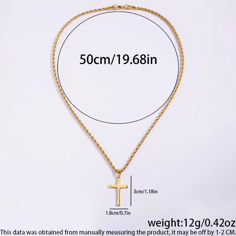 304 Stainless Steel 18K Gold Plated Basic Plating Cross Pendant Necklace