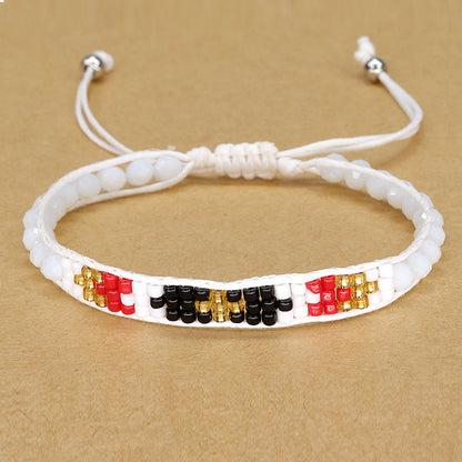 Simple Style Classic Style Color Block Bead Wax Line Crystal Beaded Women's Bracelets