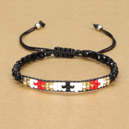 Simple Style Classic Style Color Block Bead Wax Line Crystal Beaded Women's Bracelets