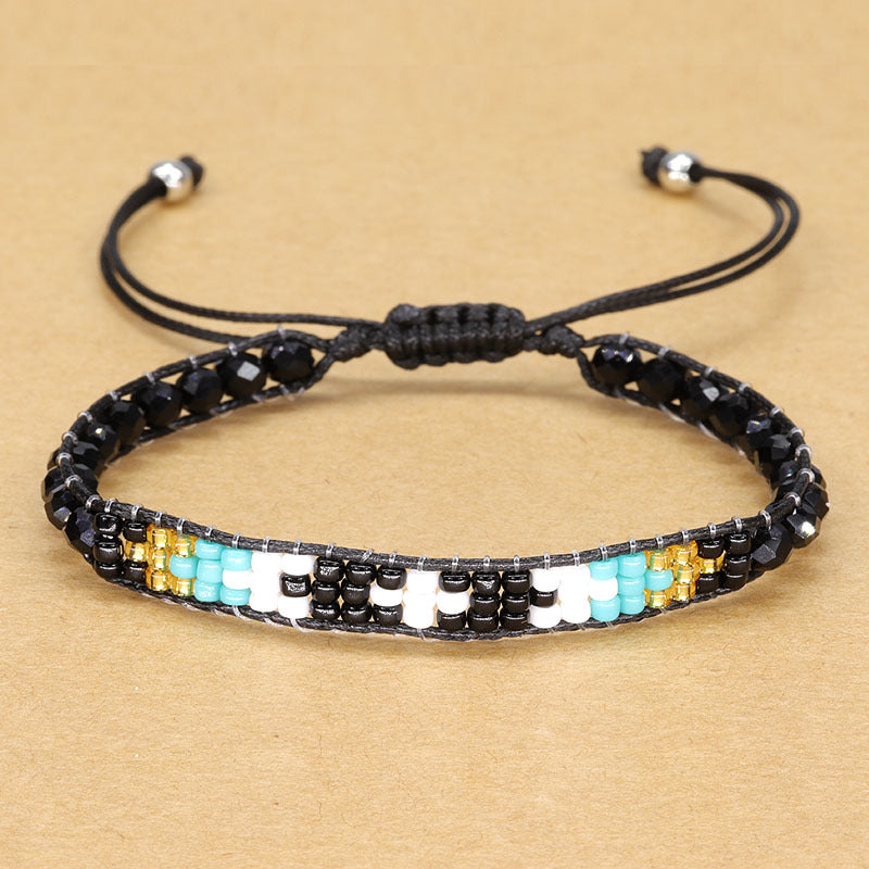 Simple Style Classic Style Color Block Bead Wax Line Crystal Beaded Women's Bracelets