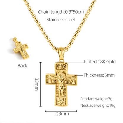 Stainless Steel Titanium Steel Gold Plated Simple Style Classic Style Cross Plating Pendant Necklace