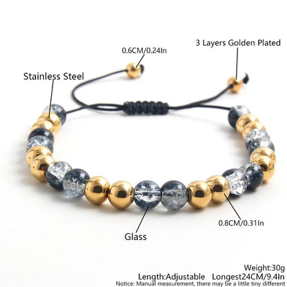 Simple Style Geometric Stainless Steel Glass Rope Beaded Plating Unisex Bracelets
