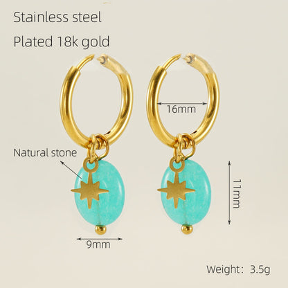 1 Pair Simple Style Star Water Droplets Plating Stainless Steel Gold Plated Drop Earrings