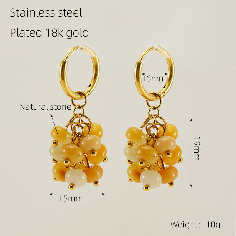 1 Pair Simple Style Star Water Droplets Plating Stainless Steel Gold Plated Drop Earrings