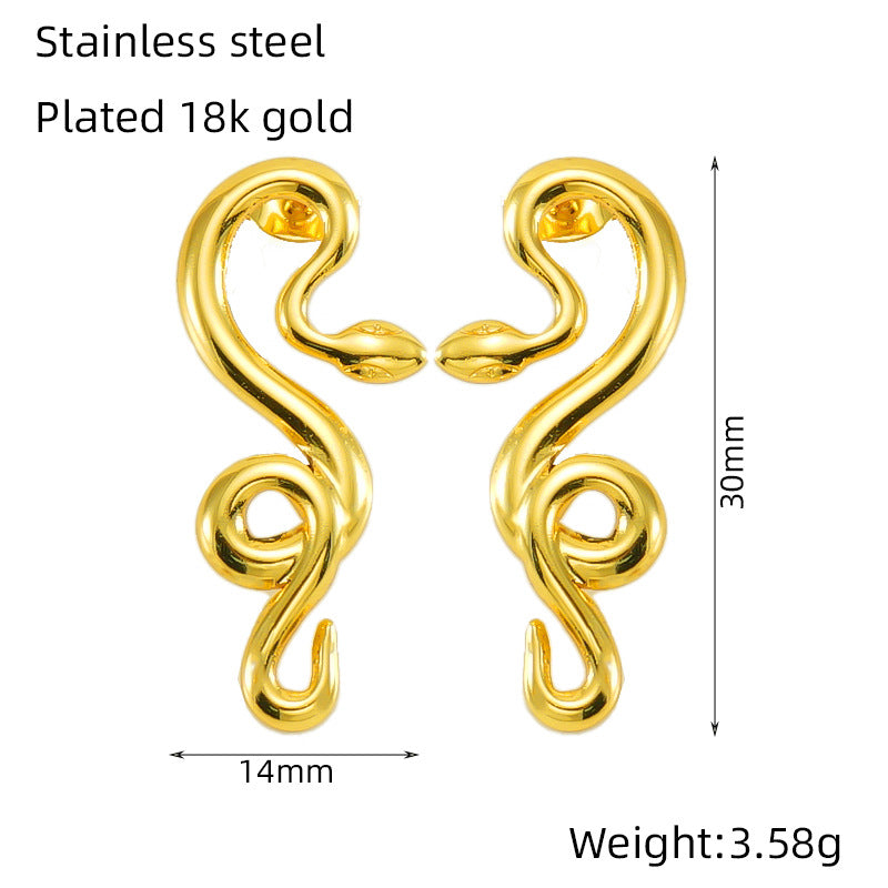 1 Pair Simple Style Classic Style Snake Plating Titanium Steel Ear Studs