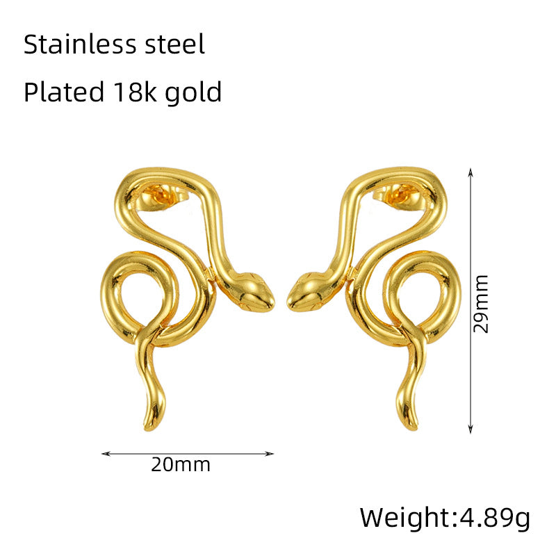 1 Pair Simple Style Classic Style Snake Plating Titanium Steel Ear Studs