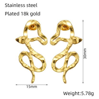 1 Pair Simple Style Classic Style Snake Plating Titanium Steel Ear Studs