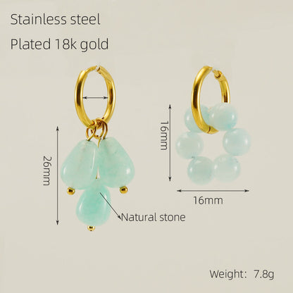 1 Pair Simple Style Star Water Droplets Plating Stainless Steel Gold Plated Drop Earrings