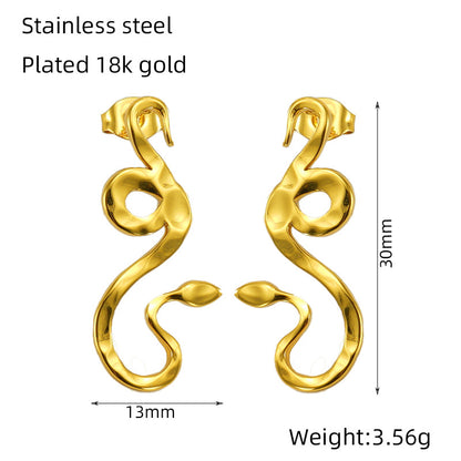 1 Pair Simple Style Classic Style Snake Plating Titanium Steel Ear Studs