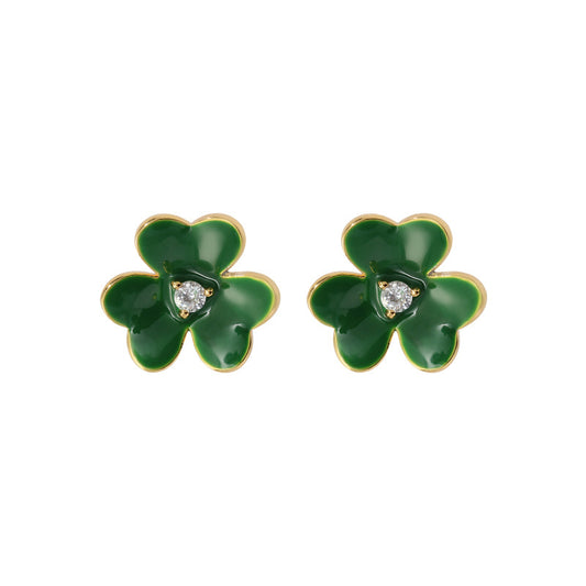 1 Pair Simple Style Classic Style Flower Inlay Copper Zircon Ear Studs