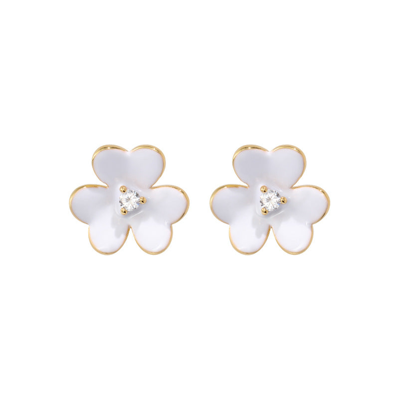 1 Pair Simple Style Classic Style Flower Inlay Copper Zircon Ear Studs