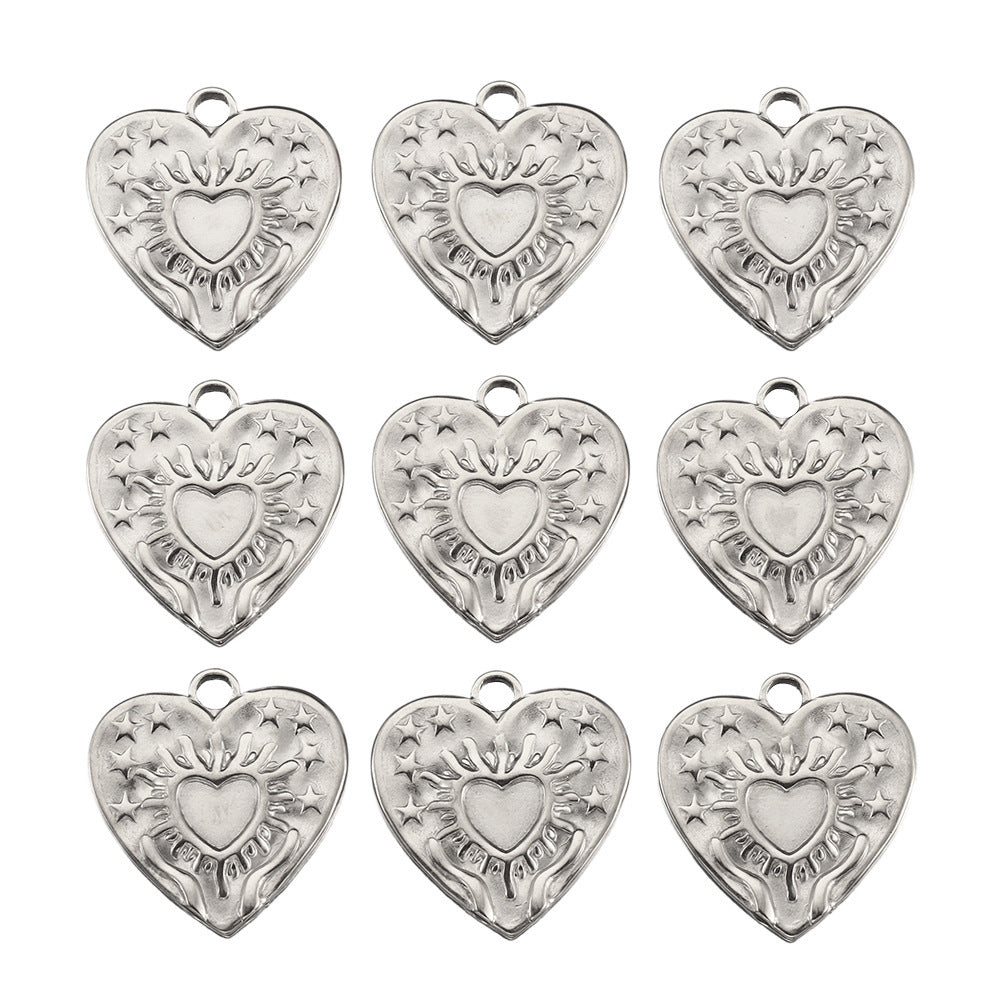 5 PCS/Package 13*18mm 20 * 33mm 21 * 34mm Hole 1~1.9mm Hole 2~2.9mm Hole 3~3.9mm 304 Stainless Steel Cross Sun Heart Shape Polished Pendant