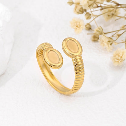 304 Stainless Steel 18K Gold Plated Simple Style Classic Style Plating Solid Color Rings