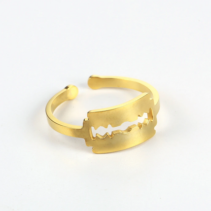 304 Stainless Steel 18K Gold Plated Simple Style Classic Style Epoxy Plating Animal Map Notes Open Rings