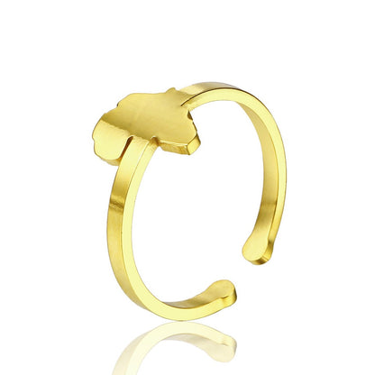 304 Stainless Steel 18K Gold Plated Simple Style Classic Style Epoxy Plating Animal Map Notes Open Rings