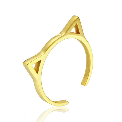 304 Stainless Steel 18K Gold Plated Simple Style Classic Style Epoxy Plating Animal Map Notes Open Rings