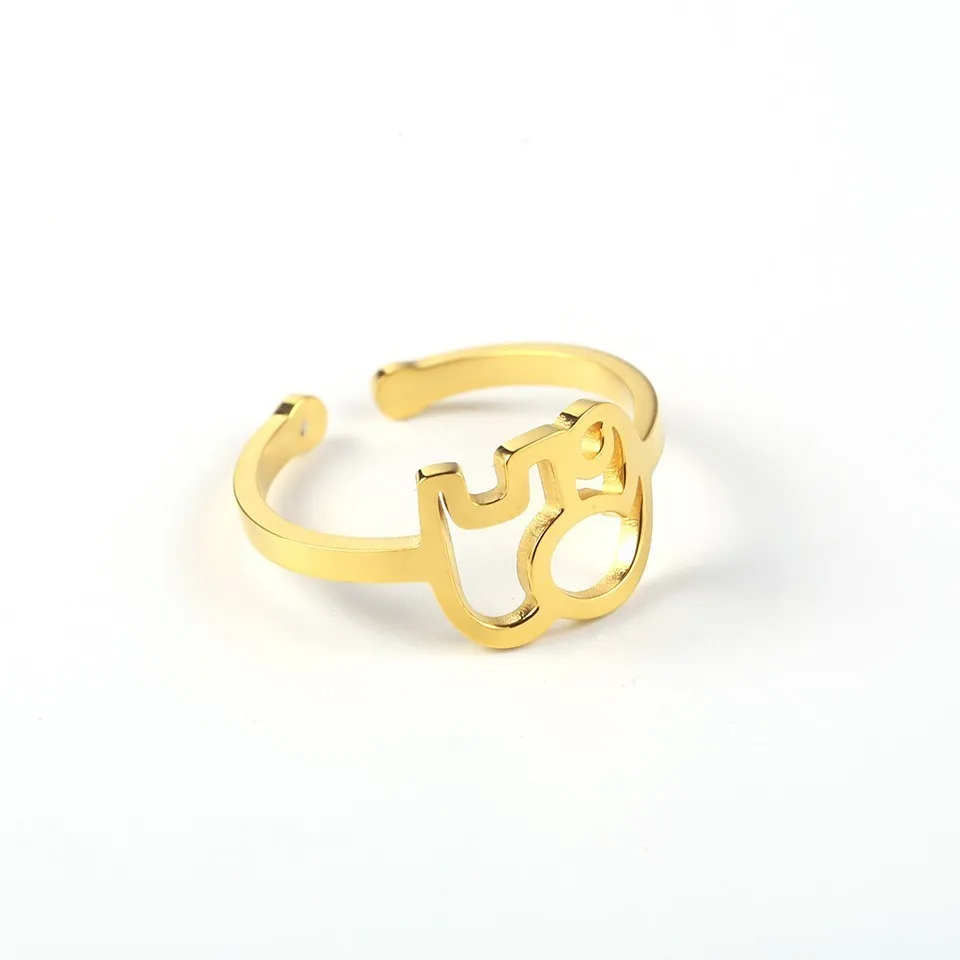 304 Stainless Steel 18K Gold Plated Simple Style Classic Style Epoxy Plating Animal Map Notes Open Rings