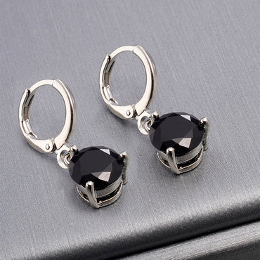Copper White Gold Plated Simple Style Round Inlay Zircon Jewelry Set