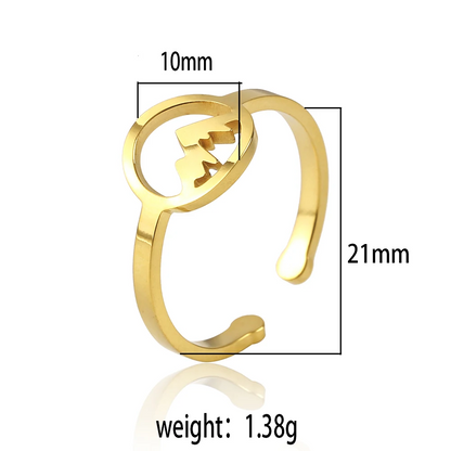 304 Stainless Steel 18K Gold Plated Simple Style Classic Style Epoxy Plating Animal Map Notes Open Rings