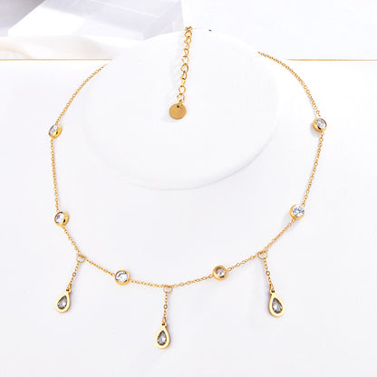 304 Stainless Steel Casual Simple Style Water Droplets Necklace