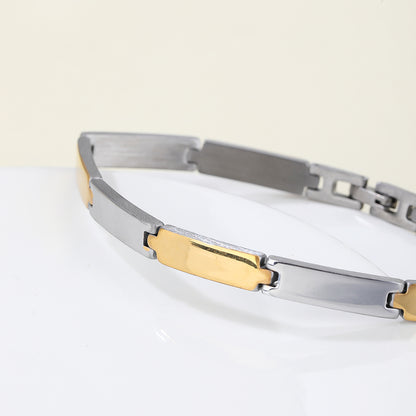 304 Stainless Steel 18K Gold Plated Hip-Hop Simple Style Polishing Plating Color Block Bracelets
