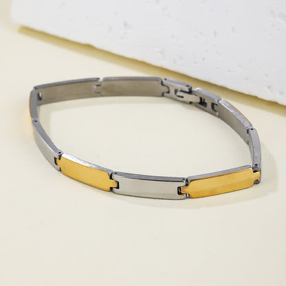 304 Stainless Steel 18K Gold Plated Hip-Hop Simple Style Polishing Plating Color Block Bracelets