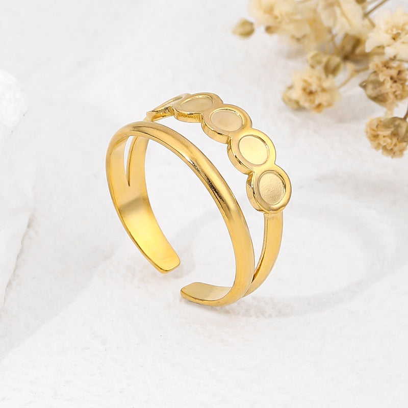 304 Stainless Steel 18K Gold Plated Beach Simple Style Plating Cross Simple Lines Rings