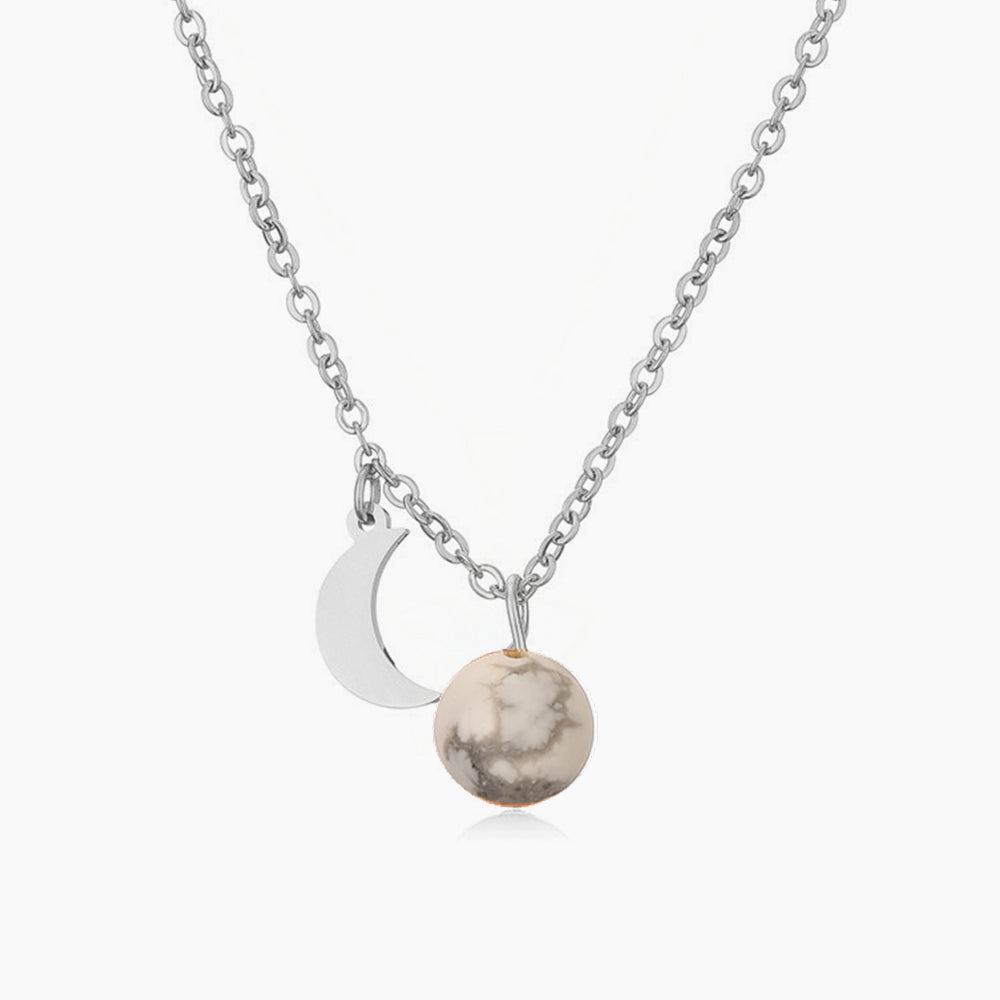 304 Stainless Steel Casual Simple Style Plating Inlay Moon Pendant Necklace