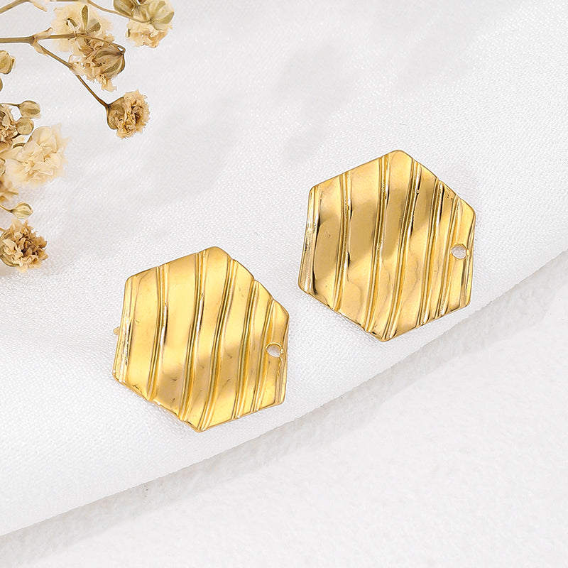 1 Pair Vacation Commute Geometric Round Asymmetrical Plating 304 Stainless Steel 18K Gold Plated Ear Studs